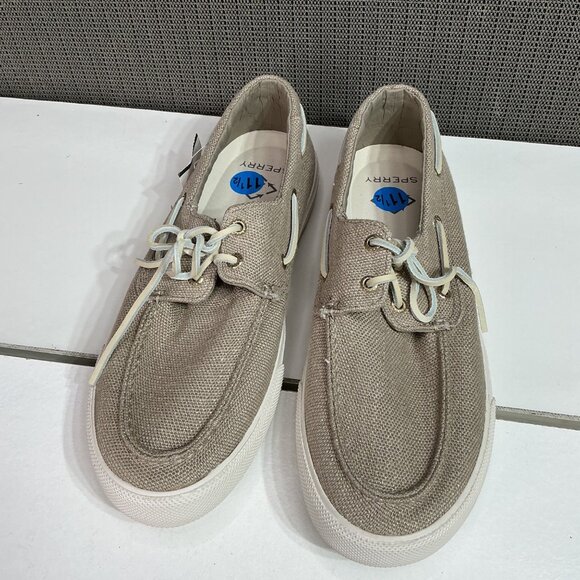 Sperry Men's Boat Shoes Size 11.5 Beige Canvas Slip-On Casual - Picture 2 of 8